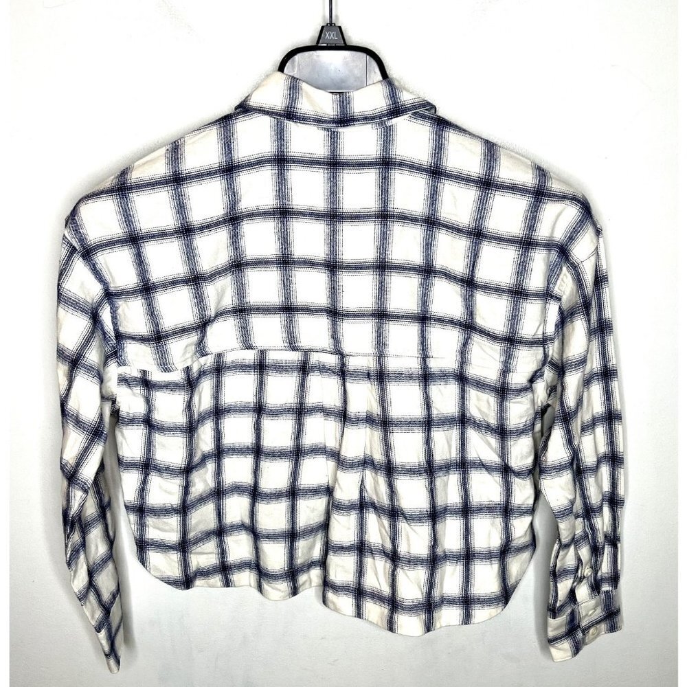 Madewell Womens Flannel Hartfield Crop Shirt Windowpane - Size XXS - Picture 7 of 7